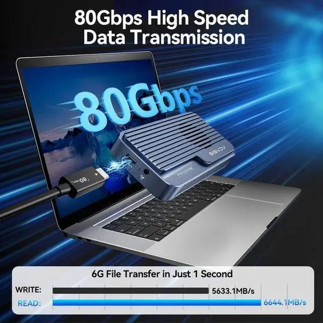 Alt view image 3 of 7 - UACASIS 80Gbps M.2 NVMe SSD Enclosure with Thunderbolt 5 & USB4 V2.0 6000 MB/s for PCIe 5.0 SSD, Active Smart Cooling Fan, JHL9480 Advanced Chip, Aluminum Tool-Free Case for Gamers & Professionals