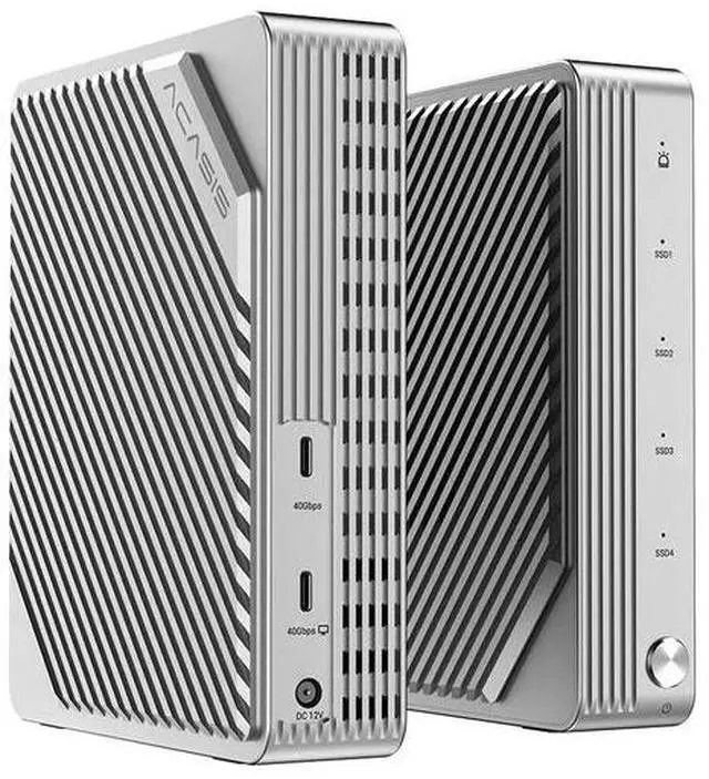 Main image of Acasis 4 Bay 40Gbps M.2 NVMe RAID SSD Enclosure, Thunderbolt 4/3 & USB4 External Hard Drive Box, Supports 32TB Expansion, Software RAID Modes, Active Cooling Fan, Tool-Free Magnetic Design for PC Desk