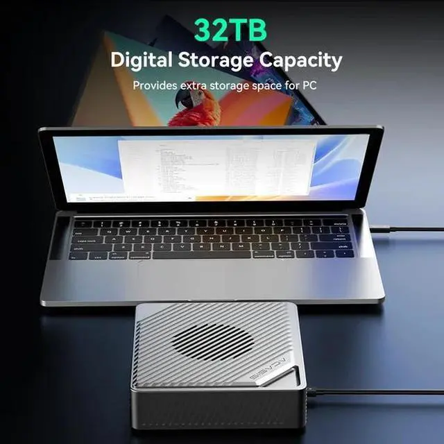 Alt view image 6 of 7 - Acasis 4 Bay 40Gbps M.2 NVMe RAID SSD Enclosure, Thunderbolt 4/3 & USB4 External Hard Drive Box, Supports 32TB Expansion, Software RAID Modes, Active Cooling Fan, Tool-Free Magnetic Design for PC Desk