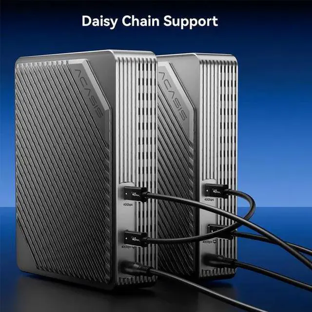 Alt view image 7 of 7 - Acasis 4 Bay 40Gbps M.2 NVMe RAID SSD Enclosure, Thunderbolt 4/3 & USB4 External Hard Drive Box, Supports 32TB Expansion, Software RAID Modes, Active Cooling Fan, Tool-Free Magnetic Design for PC Desk