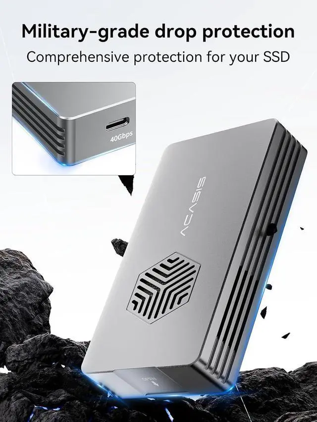Alt view image 5 of 7 - ACASIS 40Gbps M.2 NVMe SSD Enclosure with Active Cooling Fan, JHL7440 Chip Compatible with Thunderbolt 4/3 & USB4, External NVMe Box for PC Gaming/Windows/Mac Support 2280/2260/2242/2230, Up to 8TB