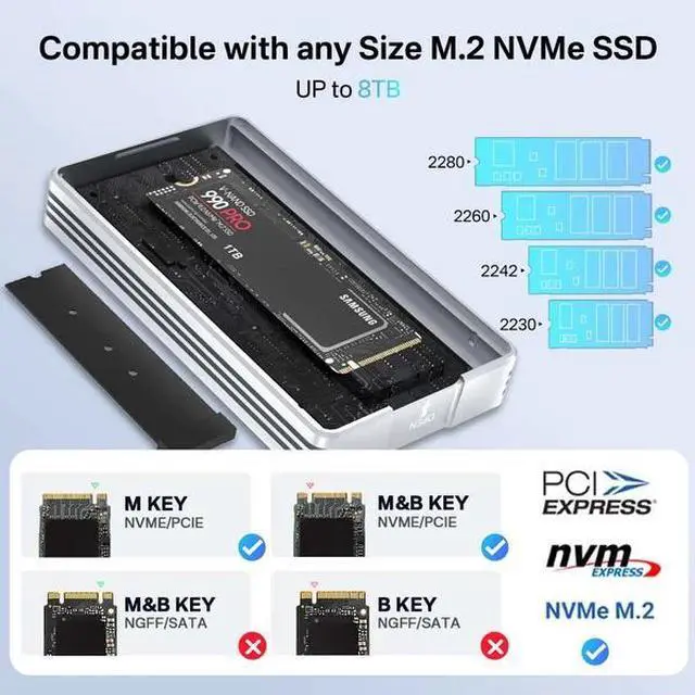 Alt view image 3 of 7 - ACASIS 40Gbps M.2 NVMe SSD Enclosure with Active Cooling Fan, JHL7440 Chip Compatible with Thunderbolt 4/3 & USB4, External NVMe Box for PC Gaming/Windows/Mac Support 2280/2260/2242/2230, Up to 8TB