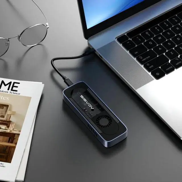 Alt view image 5 of 7 - ACASIS 10Gbps Built In Fan USB 3.1 M.2 2230/42/60/80 NVME SSD Case Active Cooling Aluminum Shell for Steam Deck/PC, 10Gbps USB 3.2 Speed, Translucent Geek Design, Up to 8TB