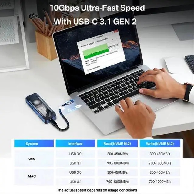 Alt view image 3 of 7 - ACASIS 10Gbps Built In Fan USB 3.1 M.2 2230/42/60/80 NVME SSD Case Active Cooling Aluminum Shell for Steam Deck/PC, 10Gbps USB 3.2 Speed, Translucent Geek Design, Up to 8TB