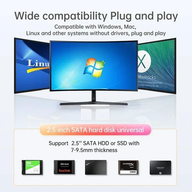 Alt view image 7 of 7 - ACASIS 2-Bay 2.5-Inch USB-C to SATA RAID Enclosure for HDD/SSD UASP 5Gbps, 4 RAID Modes (0/1/JBOD/SPAN), Aluminum Heatsink, 12TB, Plug & Play