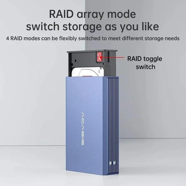 Alt view image 2 of 7 - ACASIS 2-Bay 2.5-Inch USB-C to SATA RAID Enclosure for HDD/SSD UASP 5Gbps, 4 RAID Modes (0/1/JBOD/SPAN), Aluminum Heatsink, 12TB, Plug & Play