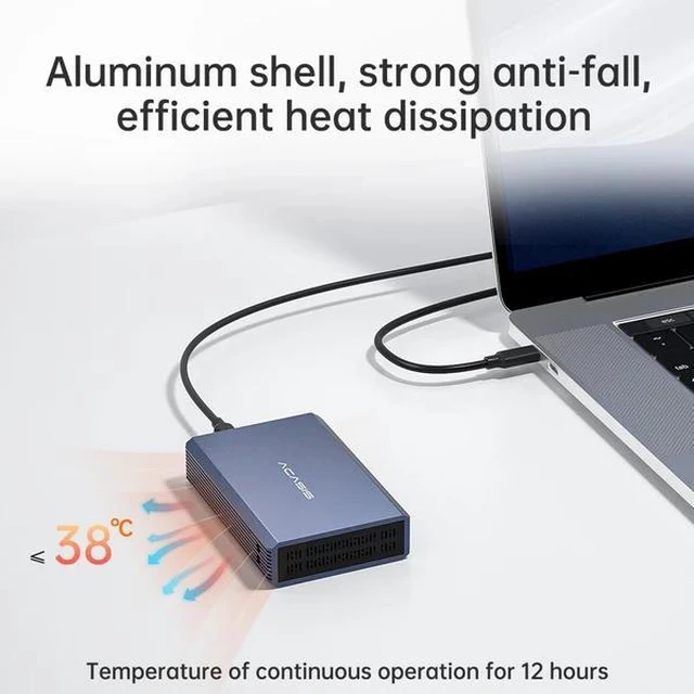 Alt view image 6 of 7 - ACASIS 2-Bay 2.5-Inch USB-C to SATA RAID Enclosure for HDD/SSD UASP 5Gbps, 4 RAID Modes (0/1/JBOD/SPAN), Aluminum Heatsink, 12TB, Plug & Play