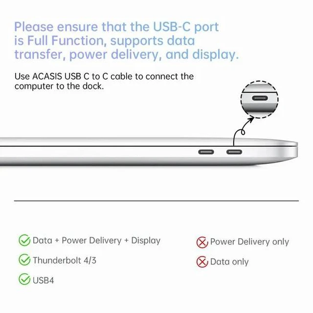 Alt view image 7 of 7 - ACASIS 15-in-1 USB C Docking Station Dual Monitor - 2xHDMI+DP, 2xUSB-C 10Gbps, 3xUSB-A 5Gbps, SD/TF, 100W PD, Ethernet for Windows/MacOS