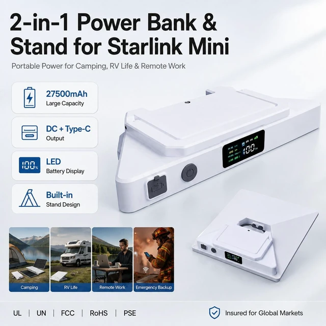 Alt view image 2 of 7 - Mini Portable Power Bank for Starlink, Outdoor Battery Pack with Fast Charging, Camping Picnic Power Supply for Phones, Tablets, and Small Devices