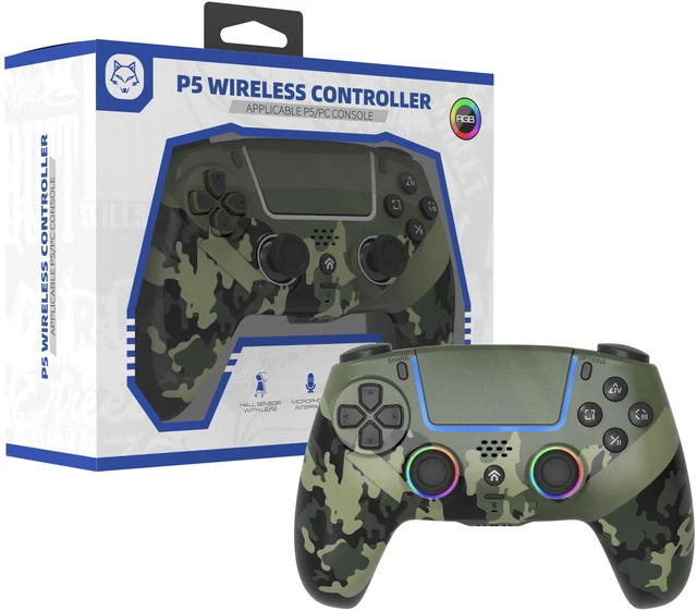 Main image of TOPWOLF PS5 Controller with Hall Effect Joysticks & Triggers, Wireless/USB Bluetooth Gamepad for PS5/PS5 Slim/Pro/PC, RGB, Dual Vibration, 6-Axis Motion, Macro/Turbo, Back Buttons, Touchpad, 1000mAh
