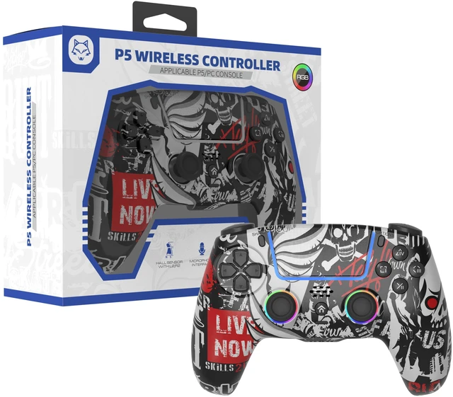 Main image of TOPWOLF PS5 Controller with Hall Effect Joysticks & Triggers, Wireless/USB Bluetooth Gamepad for PS5/PS5 Slim/Pro/PC, RGB, Dual Vibration, 6-Axis Motion, Macro/Turbo, Back Buttons, Touchpad, 1000mAh