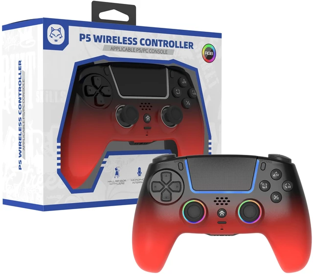 Main image of TOPWOLF PS5 Controller with Hall Effect Joysticks & Triggers, Wireless/USB Bluetooth Gamepad for PS5/PS5 Slim/Pro/PC, RGB, Dual Vibration, 6-Axis Motion, Macro/Turbo, Back Buttons, Touchpad, 1000mAh