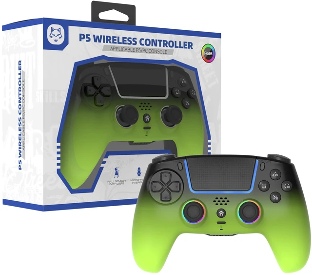 Main image of TOPWOLF PS5 Controller with Hall Effect Joysticks & Triggers, Wireless/USB Bluetooth Gamepad for PS5/PS5 Slim/Pro/PC, RGB, Dual Vibration, 6-Axis Motion, Macro/Turbo, Back Buttons, Touchpad, 1000mAh