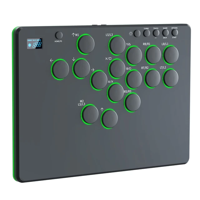 Alt view image 3 of 6 - TOPWOLF R16 Leverless Hitbox Fighting Controller, 16-Key Mechanical Arcade Keyboard with OLED, RGB, SOCD, Hot-Swappable & Remap for PC/PS5/PS4/PS3/Switch/Steam/Raspberry Pi