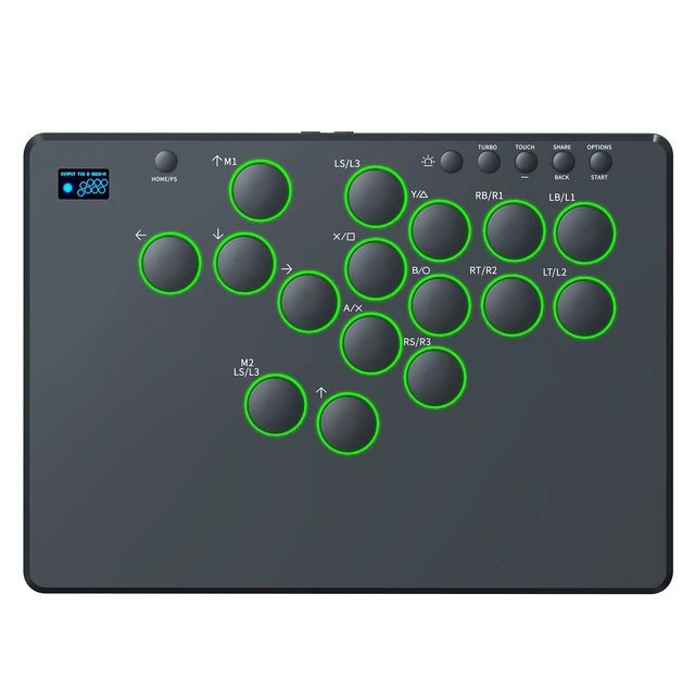 Alt view image 2 of 6 - TOPWOLF R16 Leverless Hitbox Fighting Controller, 16-Key Mechanical Arcade Keyboard with OLED, RGB, SOCD, Hot-Swappable & Remap for PC/PS5/PS4/PS3/Switch/Steam/Raspberry Pi