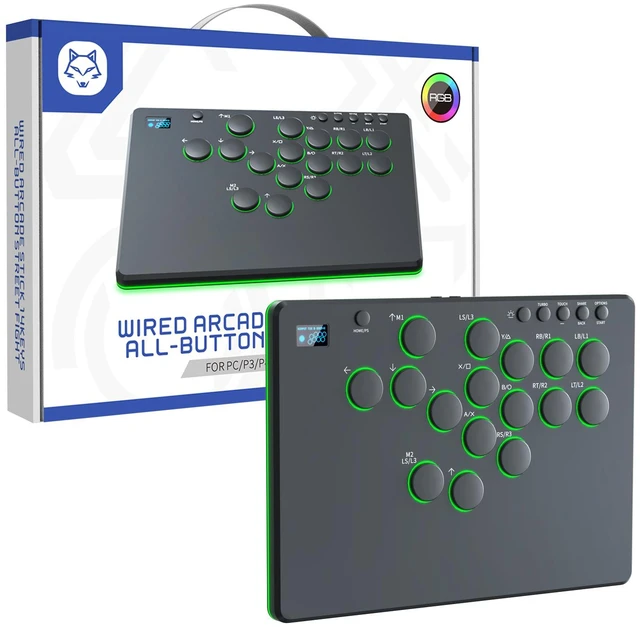 Main image of TOPWOLF R16 Leverless Hitbox Fighting Controller, 16-Key Mechanical Arcade Keyboard with OLED, RGB, SOCD, Hot-Swappable & Remap for PC/PS5/PS4/PS3/Switch/Steam/Raspberry Pi