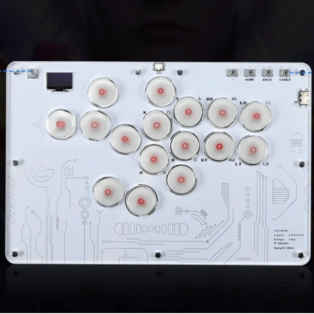 Alt view image 3 of 7 - 16-Key Fighting Keyboard for PS5/Switch/PC, Arcade Stick for Street Fighter 6/Tekken 8/MK11, Hot-Swap Red Switches, RGB, SOCD, XInput/DInput, Type-C Wired