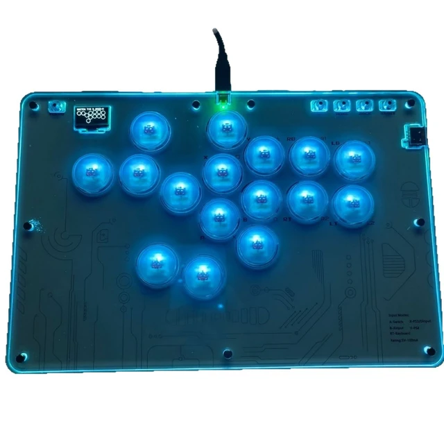 Alt view image 6 of 7 - 16-Key Fighting Keyboard for PS5/Switch/PC, Arcade Stick for Street Fighter 6/Tekken 8/MK11, Hot-Swap Red Switches, RGB, SOCD, XInput/DInput, Type-C Wired
