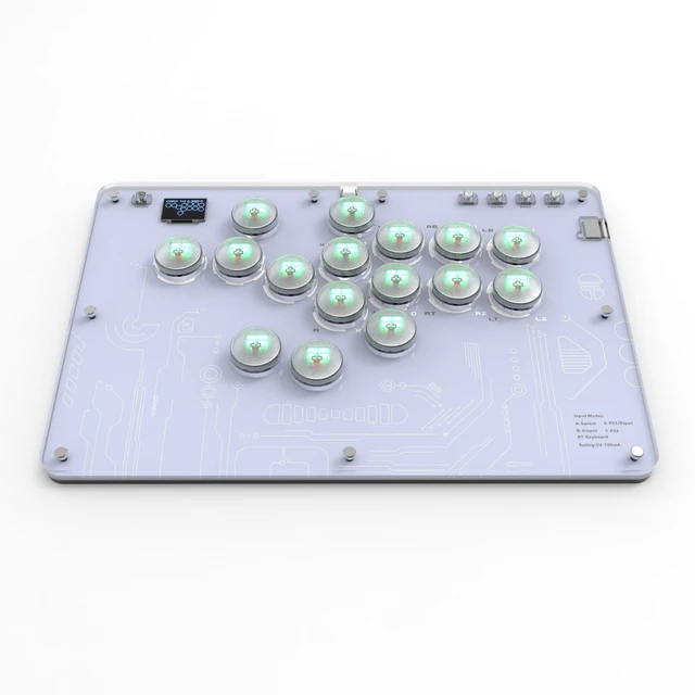 Alt view image 5 of 7 - 16-Key Fighting Keyboard for PS5/Switch/PC, Arcade Stick for Street Fighter 6/Tekken 8/MK11, Hot-Swap Red Switches, RGB, SOCD, XInput/DInput, Type-C Wired