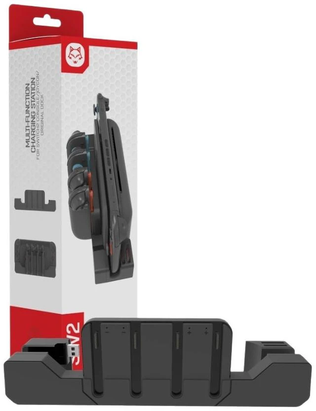 Main image of Switch 2 Joy-Con Charging Dock, 4-in-1 Charging Station for Left/Right Controllers with Game Card Storage Slots, USB Powered, LED Indicators, Case-Friendly