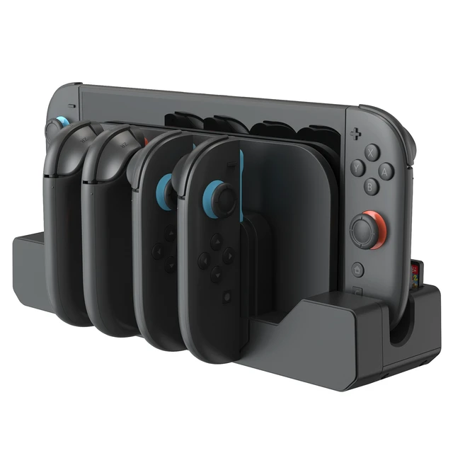Alt view image 4 of 6 - Switch 2 Joy-Con Charging Dock, 4-in-1 Charging Station for Left/Right Controllers with Game Card Storage Slots, USB Powered, LED Indicators, Case-Friendly