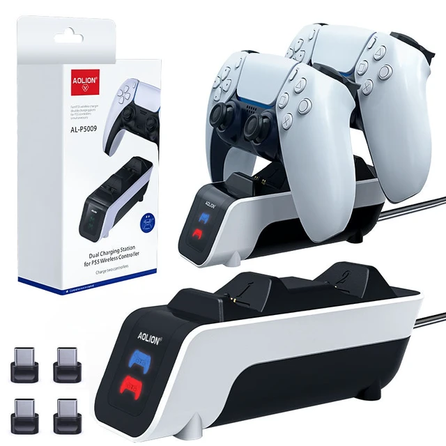 Alt view image 6 of 7 - Aolion PS5 Controller Charging Dock, DualSense Dual Fast Charging Station with Type-C, Contact Charging, LED Indicator, Overcharge Protection, Anti-Slip Silicone, PS5 Gaming Accessories