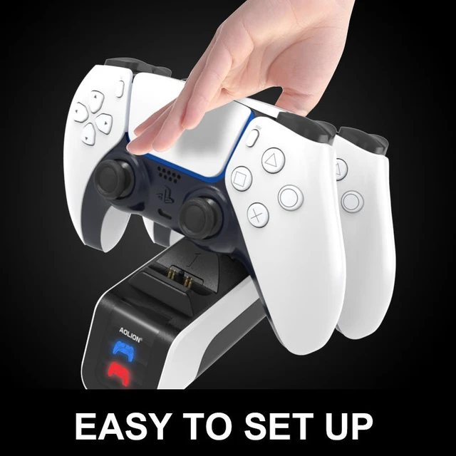 Alt view image 4 of 7 - Aolion PS5 Controller Charging Dock, DualSense Dual Fast Charging Station with Type-C, Contact Charging, LED Indicator, Overcharge Protection, Anti-Slip Silicone, PS5 Gaming Accessories