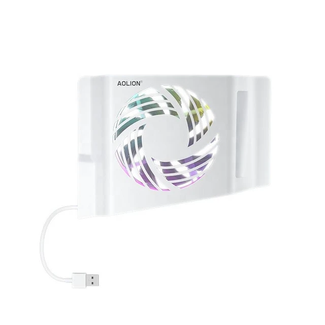 Alt view image 4 of 6 - Aolion PS5 Slim/PS5 Pro Cooling Fan, Smart Temp Control RGB Side Fan, 3-Speed Quiet Cooler, USB 2.0 Hub for Dual Controller Charging PS5 Pro Console