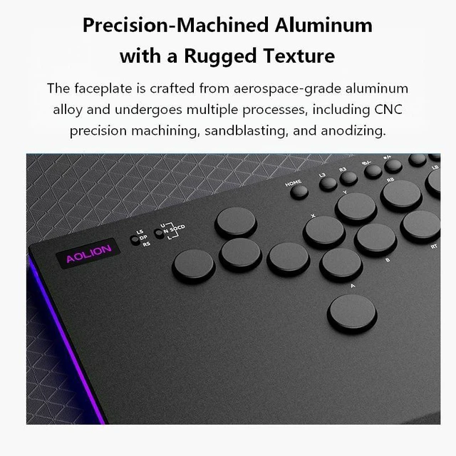 Alt view image 3 of 6 - Aolion PS5 Fighting Keyboard HITBOX Arcade Controller for PC/Switch/Steam/Android/Steam Deck - Kailh Choc Speed Switch, Aluminum Panel, Gasket, RGB, SOCD, Hot-Swap, Dual Type-C