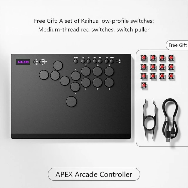 Alt view image 6 of 6 - Aolion PS5 Fighting Keyboard HITBOX Arcade Controller for PC/Switch/Steam/Android/Steam Deck - Kailh Choc Speed Switch, Aluminum Panel, Gasket, RGB, SOCD, Hot-Swap, Dual Type-C