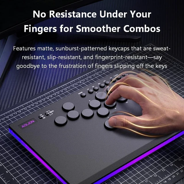 Alt view image 4 of 6 - Aolion PS5 Fighting Keyboard HITBOX Arcade Controller for PC/Switch/Steam/Android/Steam Deck - Kailh Choc Speed Switch, Aluminum Panel, Gasket, RGB, SOCD, Hot-Swap, Dual Type-C