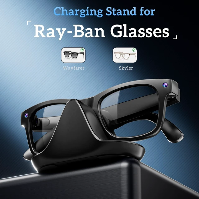 Alt view image 2 of 7 - Aolion Charging Stand for Ray-Ban Meta Smart Glasses, Type-C Charger Dock for Wayfarer RW4008/RW4006, Skyler RW4010, Headliner - 45° Ergonomic, Anti-Slip, Safety Protection