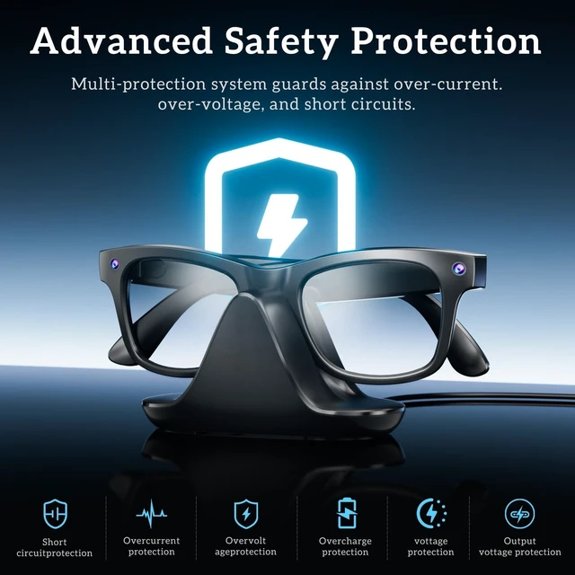 Alt view image 3 of 7 - Aolion Charging Stand for Ray-Ban Meta Smart Glasses, Type-C Charger Dock for Wayfarer RW4008/RW4006, Skyler RW4010, Headliner - 45° Ergonomic, Anti-Slip, Safety Protection