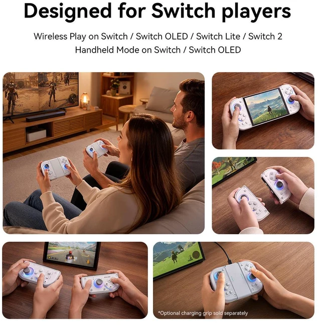 Alt view image 5 of 7 - Aolion Wireless Switch 2 Left & Right Controller, Hall Effect Joysticks, Mechanical Buttons & Back Keys, RGB Bluetooth Gamepad for PC/Android/Steam
