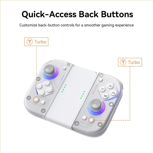 Alt view image 4 of 7 - Aolion Wireless Switch 2 Left & Right Controller, Hall Effect Joysticks, Mechanical Buttons & Back Keys, RGB Bluetooth Gamepad for PC/Android/Steam