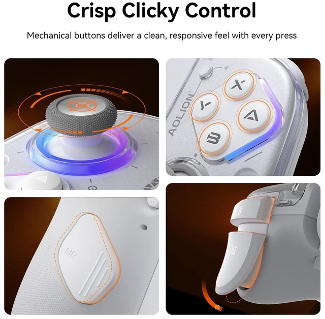 Alt view image 3 of 7 - Aolion Wireless Switch 2 Left & Right Controller, Hall Effect Joysticks, Mechanical Buttons & Back Keys, RGB Bluetooth Gamepad for PC/Android/Steam