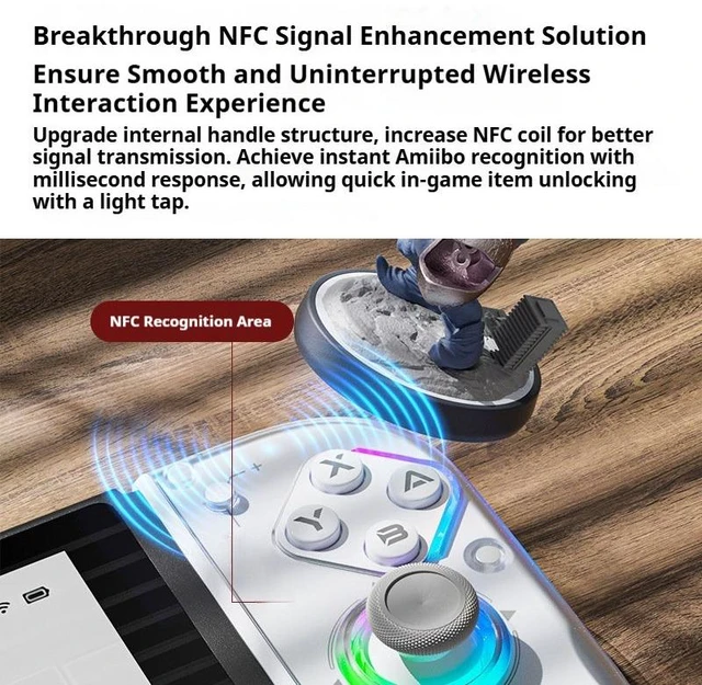 Alt view image 4 of 6 - Aolion J20Pro Switch Left and Right Controllers Hall Effect Joysticks, Mechanical Buttons, NFC Amiibo, HD Vibration, RGB, Macro Back Keys, Wireless for Switch/OLED/Lite, PC, Android, Steam