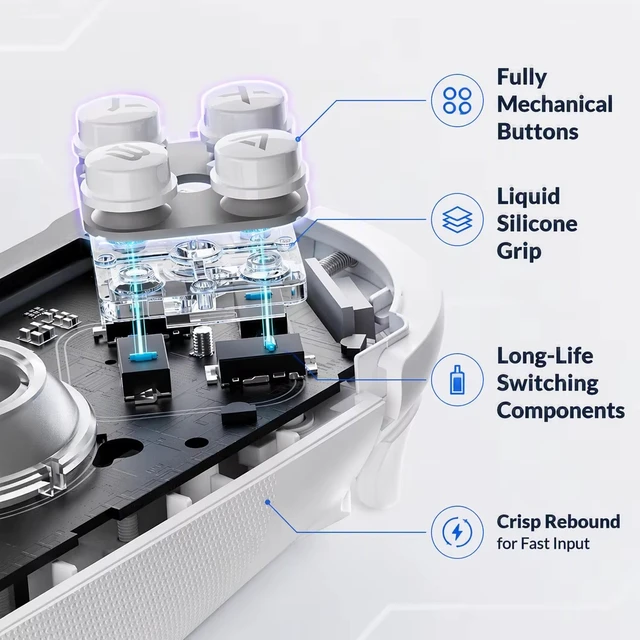 Alt view image 4 of 7 - Aolion J30 Switch 2 Left & Right Controllers, TMR Joysticks, Mechanical Buttons, Macro Back Keys, RGB, 9-Axis Gyro, One-Tap Wake for Switch 1/2, PC/Android/Steam