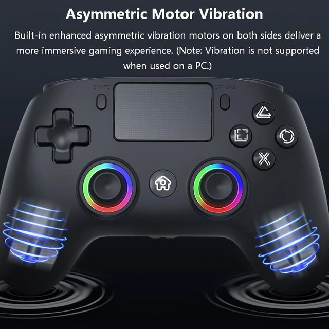 Alt view image 4 of 5 - PS4 Wireless Controller with RGB Light, Bluetooth Gamepad for PS4/PC, Macro Programming Back Buttons, Touchpad, Dual Vibration, 600mAh, Type-C
