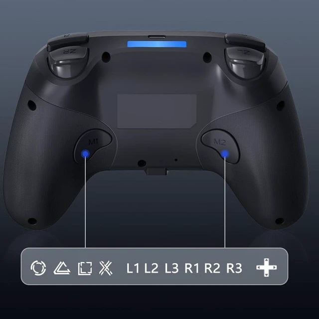 Alt view image 3 of 5 - PS4 Wireless Controller with RGB Light, Bluetooth Gamepad for PS4/PC, Macro Programming Back Buttons, Touchpad, Dual Vibration, 600mAh, Type-C