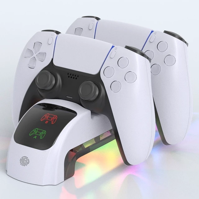 Alt view image 2 of 4 - TOPWOLF Charging Dock for PS5 Slim & PS5 Edge Controllers, Dual Contact Charging Station with LED Indicator, Type-C 5V/2A, 2.5H Fast Charge, Touch Light Modes, Desk or Console Top Mount