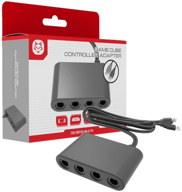 Main image of TOPWOLF GameCube Controller Adapter for Wii U, PC & Switch 4-Port NGC Converter with Turbo Function, Fast Platform Switching, No Lag
