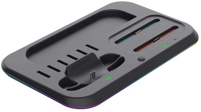 Alt view image 4 of 5 - TOPWOLF Switch 2 Charging Dock & Controller Storage Stand with RGB Light, Fast Charging Station for Joy-Con & Pro Controller, 6 Game Card Slots, Magnetic Type-C