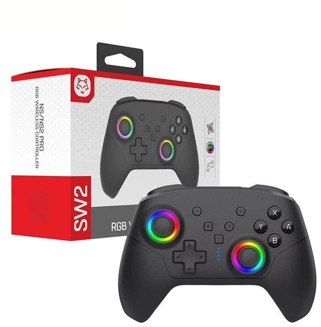 Main image of TOPWOLF Switch 2 Wireless Controller with Voice Chat & 3.5mm Audio Jack, RGB Bluetooth Gamepad, 6-Axis Gyro, Dual Vibration, Turbo & Macro, 600mAh, Type-C for Switch/PC/Android/iOS