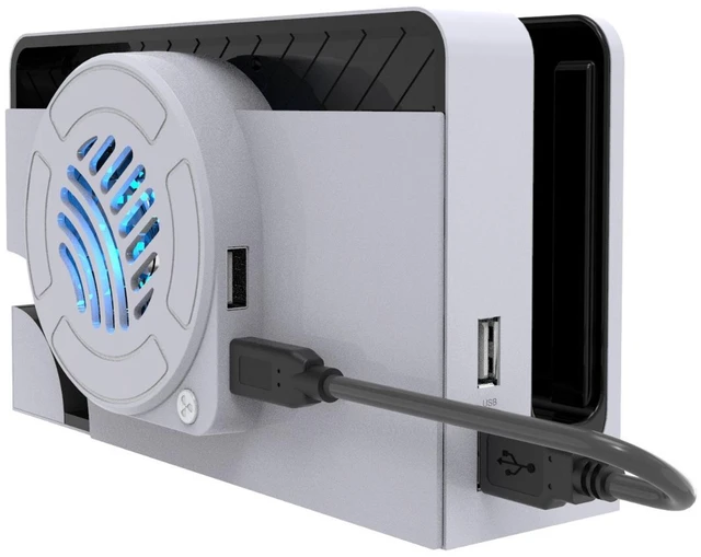 Alt view image 3 of 4 - TOPWOLF Replacement Back Cover for Switch OLED Dock with Built-in Silent Cooling Fan, USB Expansion, LED Blue Light, Type-C Powered, One-Key Control, 5500RPM