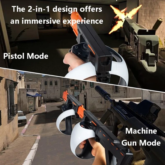 Alt view image 3 of 7 - VR Gun Stock Accessory for PS VR2 Shooting Games, 2-in-1 Pistol & Rifle Mode, Magnetic Quick-Install Controller Stock, Lightweight ABS, Realistic Design