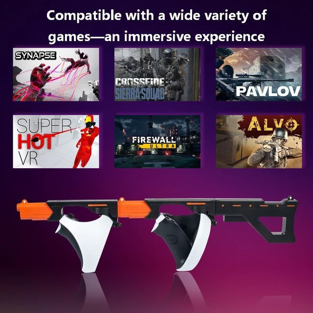 Alt view image 2 of 7 - VR Gun Stock Accessory for PS VR2 Shooting Games, 2-in-1 Pistol & Rifle Mode, Magnetic Quick-Install Controller Stock, Lightweight ABS, Realistic Design