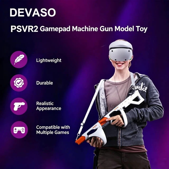 Alt view image 2 of 7 - VR Gun Stock Accessory for PS VR2 Shooting Games, 2-in-1 Pistol & Rifle Mode, Magnetic Quick-Install Controller Stock, Lightweight ABS, Realistic Design White