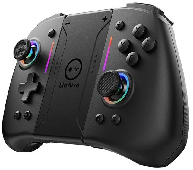 Alt view image 3 of 7 - LinYuvo Wireless Left & Right Controller for Switch/OLED, RGB Light, 6-Axis Motion, Turbo & Back Keys, Wake-Up, Bluetooth Joy Pad Replacement