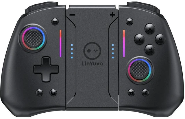 Main image of LinYuvo Wireless Left & Right Controller for Switch/OLED, RGB Light, 6-Axis Motion, Turbo & Back Keys, Wake-Up, Bluetooth Joy Pad Replacement